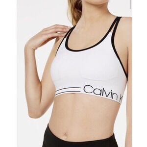 New Calvin Klein Low impact Performance Racerback Pullover Lounge Bra Small Pink